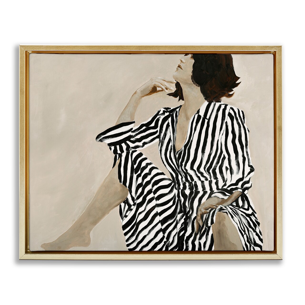 Stupell Industries Stylish Woman in Thought Floater Framed Canvas Wall Art Design by Design Fabrikken